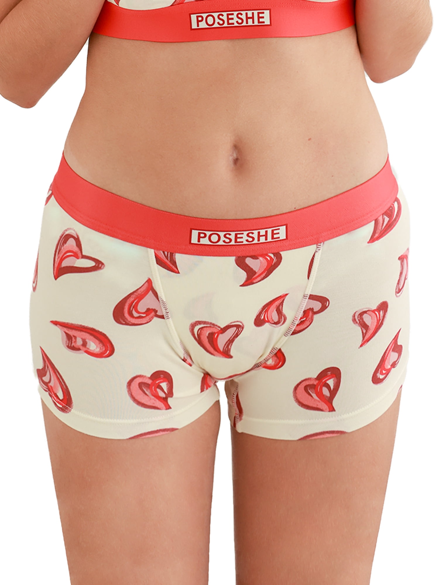 POSESHE Women's Boyshorts Panties Underwear, 3" Inseam,PrintL