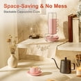 thumbnail image 3 of Unique Bargains 8 Ounce Cappuccino Cups Set of 4 Stackable Cappuccino Mugs Includes Display Stand Cups Saucers and Spoons for Machines & Home Use Pink Silver Tone, 3 of 7