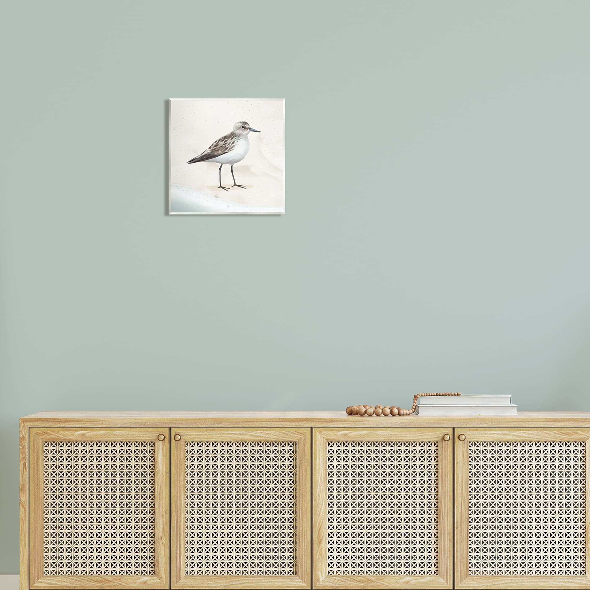 Stupell Industries Sandpiper Bird at Water's Edge Beach Shoreline Graphic Art Unframed Art Print Wall Art, Design by Lucca Sheppard