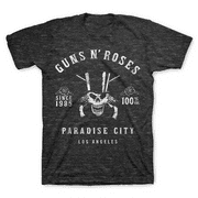 Official Guns N' Roses Skeleton Rose Charcoal Short Sleeve Band Graphic Tee Unisex