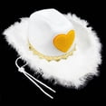 thumbnail image 5 of BRICH Cowboy Hat Heart Pattern Western Hat Travel Casual Wear Hats Fashion Denims Hats for Daily Fashion Statements 01-White2 One Size, 5 of 6