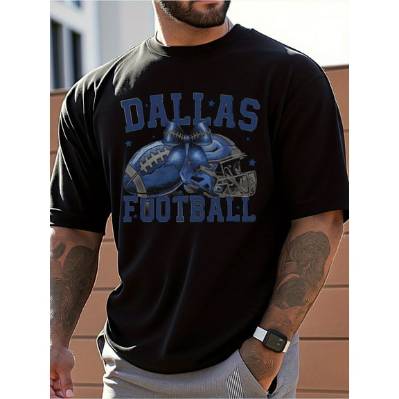 Mens Clothes, T Shirts for Men, Minimalist Design with Print, 100% Pure Cotton Fabric, Shirts for Men, Dallas Football Graphic T-Shirt, Men'S Casual Short Sleeve Tee, Comfortable And Stylish