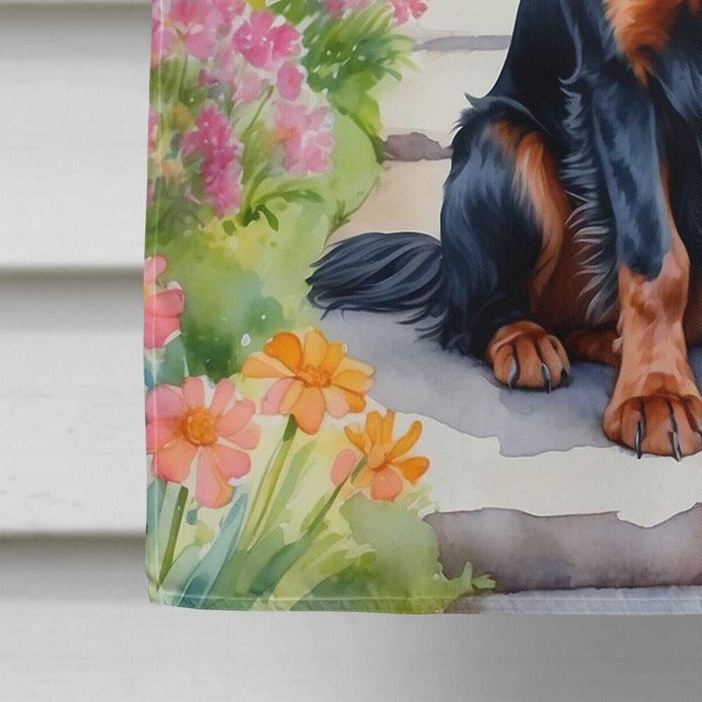 Gordon Setter Spring Path House Flag 28 in x 40 in