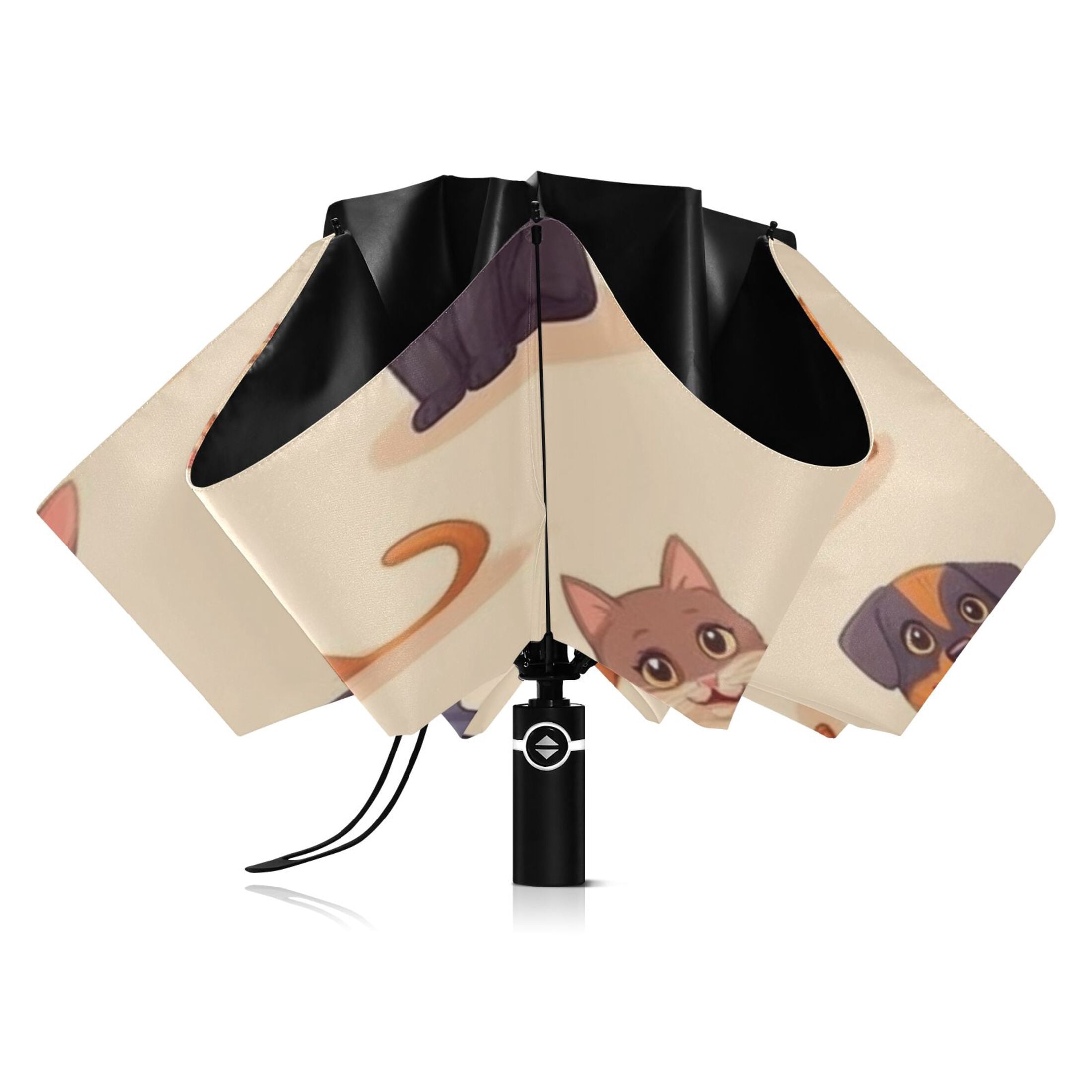 Cartoon Cats and Dogs Pattern Extra Large Automatic Umbrella, UV Protection, Waterproof, Auto Open and Close