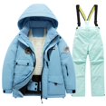 thumbnail image 4 of Coerni Childs Thick Fleece Snowsuit Sets Long Sleeve Windproof Warm Hooded Outerwear with Ski Bib Pants 2Pcs Outfits, 4 of 9