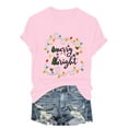 thumbnail image 6 of larppty Christmas Shirt Merry and Bright Christmas T-Shirts Women Xmas Lights Graphic Shirts Christmas Holiday Top (Pink, XL), 6 of 8