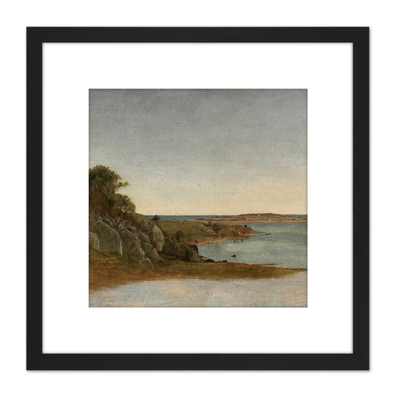 Kensett View Near Newport 8X8 Inch Square Wooden Framed Wall Art Print Picture with Mount