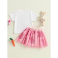 thumbnail image 6 of Toddler Baby Girl Easter Outfit 6 12 18 24 Months 2T 3T 4T Rainbow Embroidery Short Sleeve T-Shirt with Tulle Skirt 2 Pcs Clothing Set, 6 of 9
