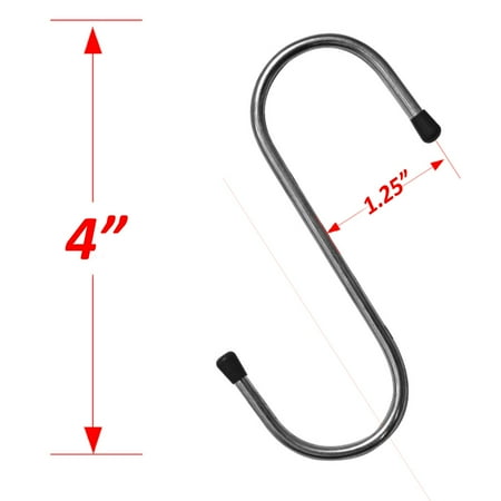 

Wideskall 4 inch Zine Plated Metal Steel S Hooks for Hanging Pack of 60