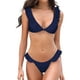 thumbnail image 1 of Mujeres flejado Cruz Top Acolchado de Dos Piezas Bikini Raya impresión Inferior Playa Trajes de baño Encantador Azul M Encantador Azul M Xishao ropa, 1 of 2