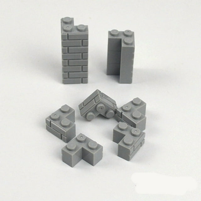 Ladrillos de pared gruesos de partículas pequeñas, 1x2, 1x3, 1x4 puntos, accesorios a granel, puertas, ventanas, bloques de construcción DIY, juguete educativo para niños,80pcs grey L shape