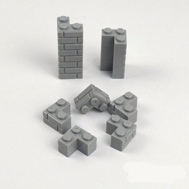 Ladrillos de pared gruesos de partículas pequeñas, 1x2, 1x3, 1x4 puntos, accesorios a granel, puertas, ventanas, bloques de construcción DIY, juguete educativo para niños,80pcs grey L shape