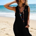 thumbnail image 4 of BLTIBY Womens Summer Beach Dress Linen Clothes Boho Casual Flowy Sleeveless Lapel Button Side Slit Maxi Dresses with Pocket Black M, 4 of 7