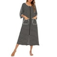 thumbnail image 2 of Robe de Nuit pour Femmes en Polyester de Remplacement à Col Rond avec Fermeture Éclair, Cardigan Respirant à Col Rond, Peignoir pour la Maison et le Bureau, Vêtement de Nuit, Vêtements de Nuit, Noir G, 2 of 9