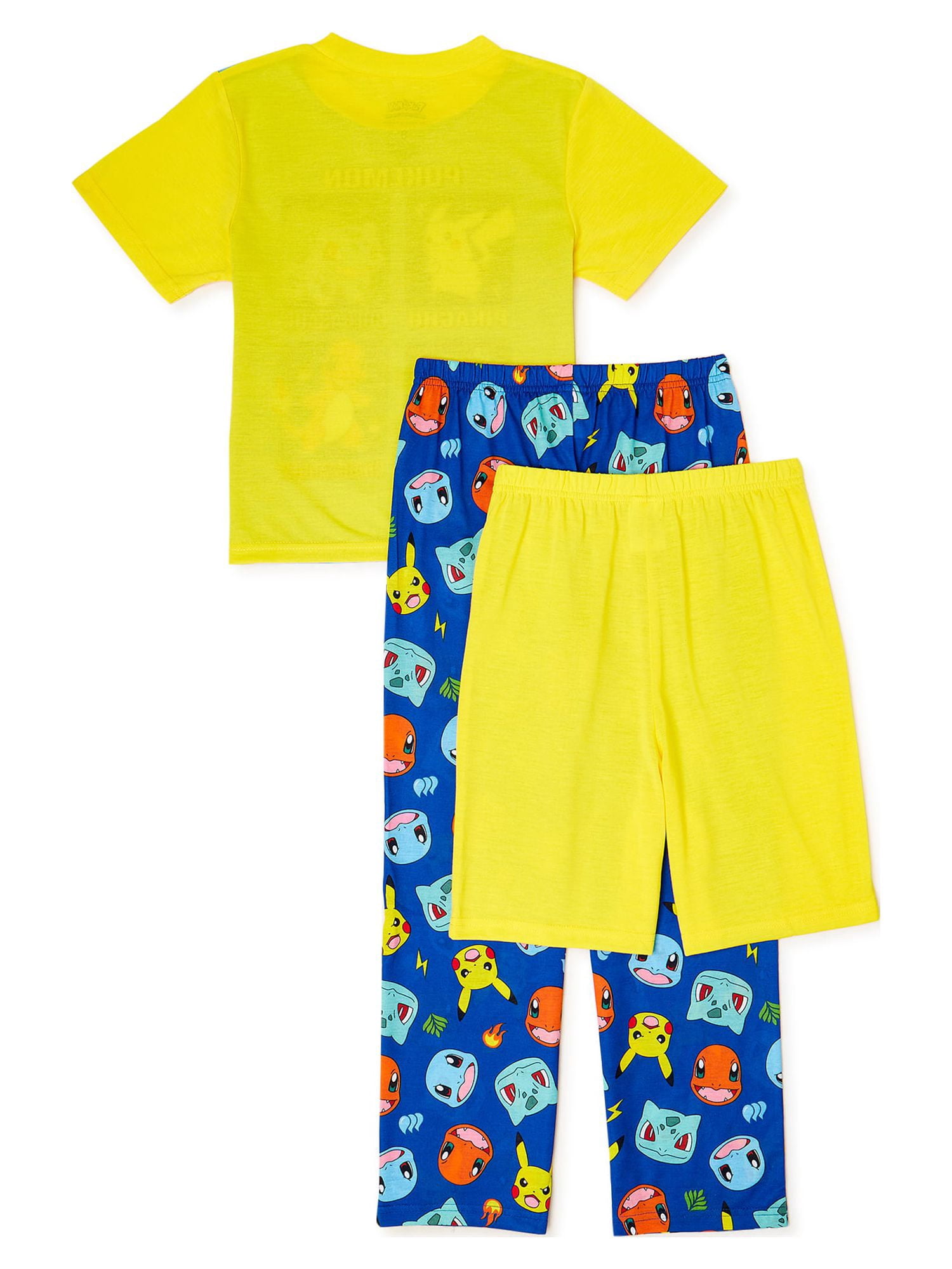 Pokemon Boys Classic Short Sleeve Top, Shorts, and Pants 3-Piece Pajama Sleep Set, Sizes 6-12