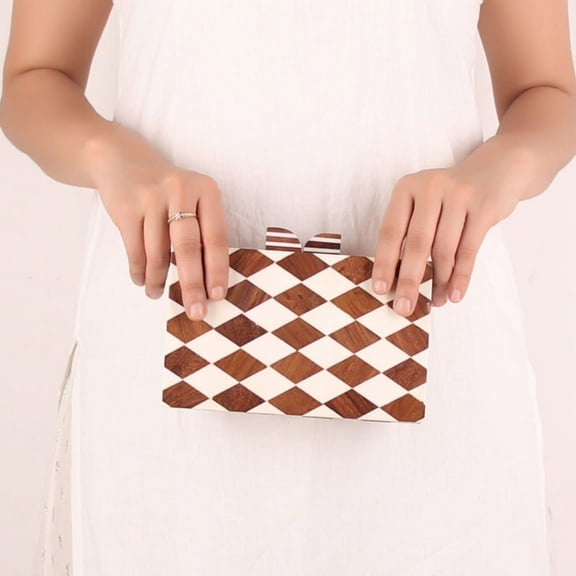 Different Craft India Wooden and Resin Mix clutch bag for women