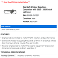 thumbnail image 2 of Rear Left Window Regulator - Compatible with 2005 - 2009 Buick LaCrosse 2006 2007 2008, 2 of 2