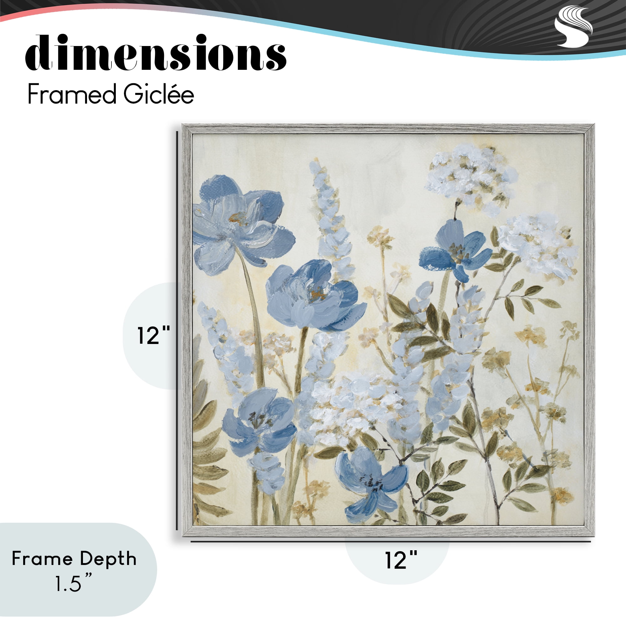 Stupell Industries Peace In The Blue Garden Gray Framed Giclee Art, design by Lanie Loreth