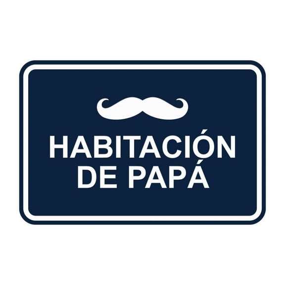 Signs ByLITA Classic Framed Habitación de papá Door or Wall Sign (Navy Blue / White) - Large