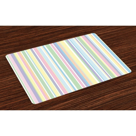 Old Fashioned Dining Room Pastel Placemats Set of 4 Vertically Striped Pattern Different Colored Straight Lines Classical Old Fashioned, Washable Fabric Place Mats for Dining Room Kitchen Table Decor,Multicolor, by Ambesonne ()