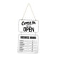 thumbnail image 5 of Letrero de horario comercial con marcas de abierto y cerrado intercambiables, de madera, para colgar en pared, ideal para escaparates de cafeterías blanco, 5 of 8