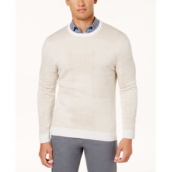 Tasso Elba Mens Geo Dot Jacquard Sweater Heather S