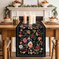 thumbnail image 3 of Watercolor Country Flowers Table Runner 36 Inches Long,Kitchen Dining Tablerunners Red Pink Floral Art on Black Linen Table Runners Dresser Scarves for Home Dinner Wedding Holiday Party Decor, 3 of 9