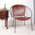 thumbnail image 3 of Beaumont Lane Contemporary Brown Leather Accent Chair in Brown, 3 of 8