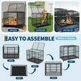 thumbnail image 6 of Gaderth Heavy Duty Stainless Steel Dog Crate for Large Breeds, Escape-Proof, Chew-Resistant Kennel, Locking Wheels, Removable Tray, Collapsible, Furniture-Style  for High Anxiety Dogs, 6 of 9