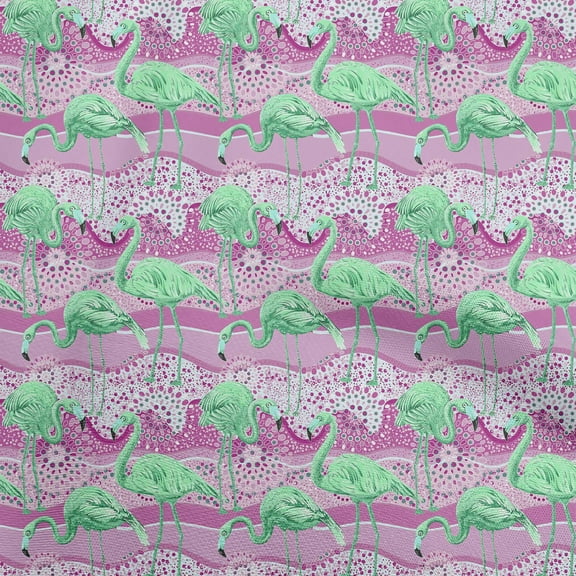 oneOone Polyester Spandex Pink Fabric Tropical Flamingo With Abstract Background Sewing Material Print Fabric By The Yard 56 Inch Wide