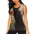 thumbnail image 1 of Fotbe Black Cat in Wildflowers Blusas Sin Mangas para Mujer – Estilo Casual, Corte Suelto, Slim-Fit, Cuello Redondo Deportivo, Tops de Verano para Gimnasio y Yoga-XX-Large, 1 of 7