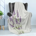 thumbnail image 4 of Lavender Soft Flannel Fleece Throw Blanket, Aromatic Herbs Bouquet on Rustic Wood Planks Fresh Country, Cozy Plush for Indoor and Outdoor Use, 70" x 90", Olive Green Pale Grey, by Ambesonne, 4 of 5