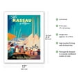 thumbnail image 2 of Fly to Nassau by Clipper - New Providence Island Bahamas - Vintage Airline Travel Poster by Mark Von Arenburg c.1950s - Bamboo Fine Art 290gsm Paper (Unframed) 17x22in, 2 of 4