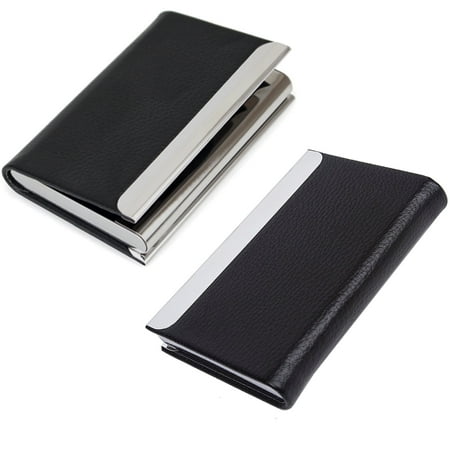 Business Note Cards TSV 2 Packs Business ID Card Holder PU Leather Credit Name Note Card Wallet Case with Magnetic Shut ()