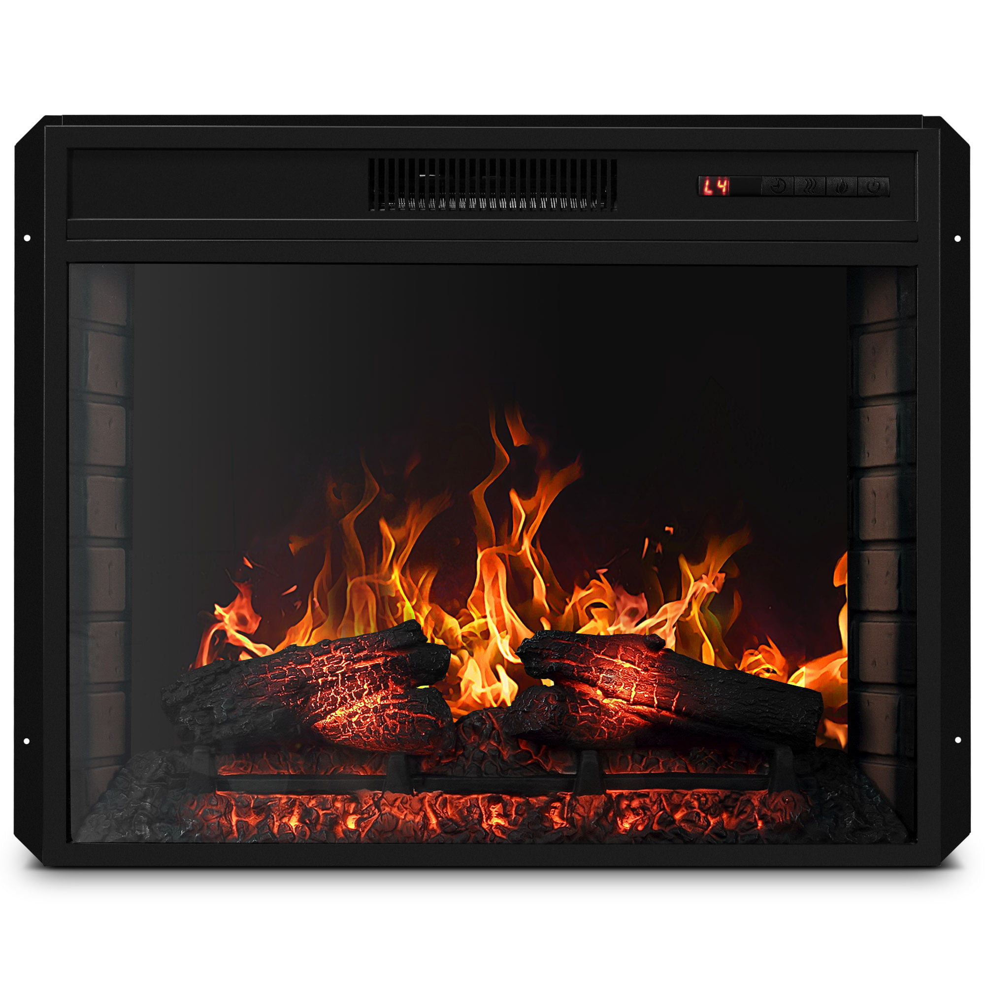 Black Overheating Safety Protection BELLEZE 26 Inch 3DInfrared Mounted Electric Fireplace Insert with Remote Control Portable Indoor Space Heater 1400W Heater w//Long Glass View