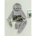 thumbnail image 2 of Bagilaanoe 2PCS Newborn Baby Boy Long Pants Set Camouflage Patchwork Long Sleeve Hoodie Pullover Tops + Sweatpants 6M 12M 18M 24M Infant Casual Sweatsuits, 2 of 9