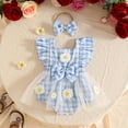 thumbnail image 5 of RMGVDSD Baby Girl Clothes Infant Girls Ruffle Sleeveless Floral Romper Plaid Dress Bodysuits Dresses Headband Set Cute Summer Outfit 6-12 Months, 5 of 9