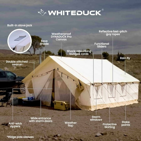 WHITEDUCK Alpha Canvas Wall Tent 16 x24 Water Repellent Outdoor Camping & Hunting Outfitter Tent