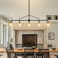 thumbnail image 3 of Auffel Dining Room Light Fixtures over Table 39 Inch Linear Chandeliers for Dining Room,Balck and Gold 5-Light Pendant Lights Kitchen Island,Seeded Glass Globe Lampshade, 3 of 14