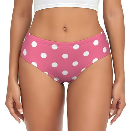 Womens Underwear - Dots On Rose Red Background No Show Seamless Underwear for Women  Kawaii Soft Stretch Women s Panties  Hipster Ladies Panties Bikini Underwear Briefs
