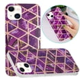 thumbnail image 2 of For Apple iPhone 13 (6.1") Stylish Geometric Marble Design Pattern Soft Silicone Rubber Hybrid Shockproof Lightweight Slim Phone Case For iPhone 13,Purple Marble, 2 of 5