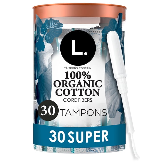 L. Organic Cotton Tampons Super Absorbency, 30 Count