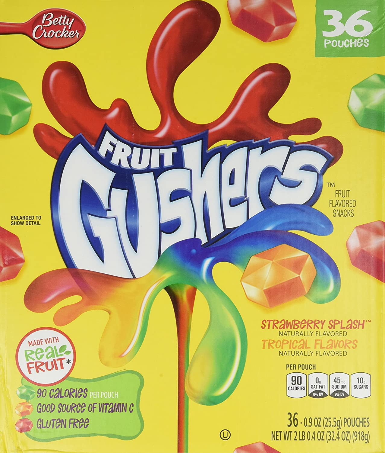 Betty Crocker Fruit Gushers 36 0.9 Oz Pouches 2lb