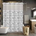 thumbnail image 5 of Leaves No Hooks Shower Curtain with Snap-in Liner Abstract Country Spring Grey White Leaf Plant Grey Shower Curtains for Bathroom, Waterproof, Easy Install, Washable 72"x84", 5 of 9