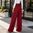 thumbnail image 2 of Byworldtasic Women's Flowy Pleated Trousers Elastic Waist Loose Fit Palazzo Business Casual Lounge Pants with Pockets, 2 of 7