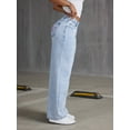 thumbnail image 4 of Ladies Low Waist Jeans Loose Straight Jeans Casual Bow Embrooded Jeans with Pockets, 4 of 6