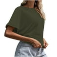 thumbnail image 6 of Vmvidoty Backless Tops for Women Short Sleeve Crew Neck Tie Back Plain Shirt Army Green L, 6 of 8