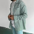 thumbnail image 4 of Floenr Mens T Shirts,Plaid Long Sleeve Single Breasted Lapel Collar Casual Men's Shirt, 4 of 6