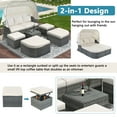 thumbnail image 4 of Patio Sectional Daybed, Outdoor Wicker Furniture Set with Retractable Canopy, Sectional Sofa Set w/Height Adjustable Table & Cushions for Patio Deck Poolside Garden Backyard, 4 of 10