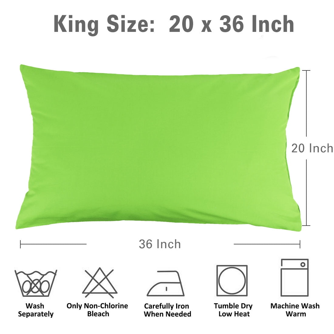 Unique Bargains Pillowcases 2-Piece Egyptian Cotton Pillow Cover Green King